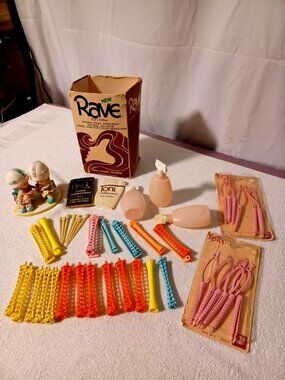 Nostalgic Vintage Beauty Salon Decor Display Perm Rods Rave Soft Perm Box Lot -1